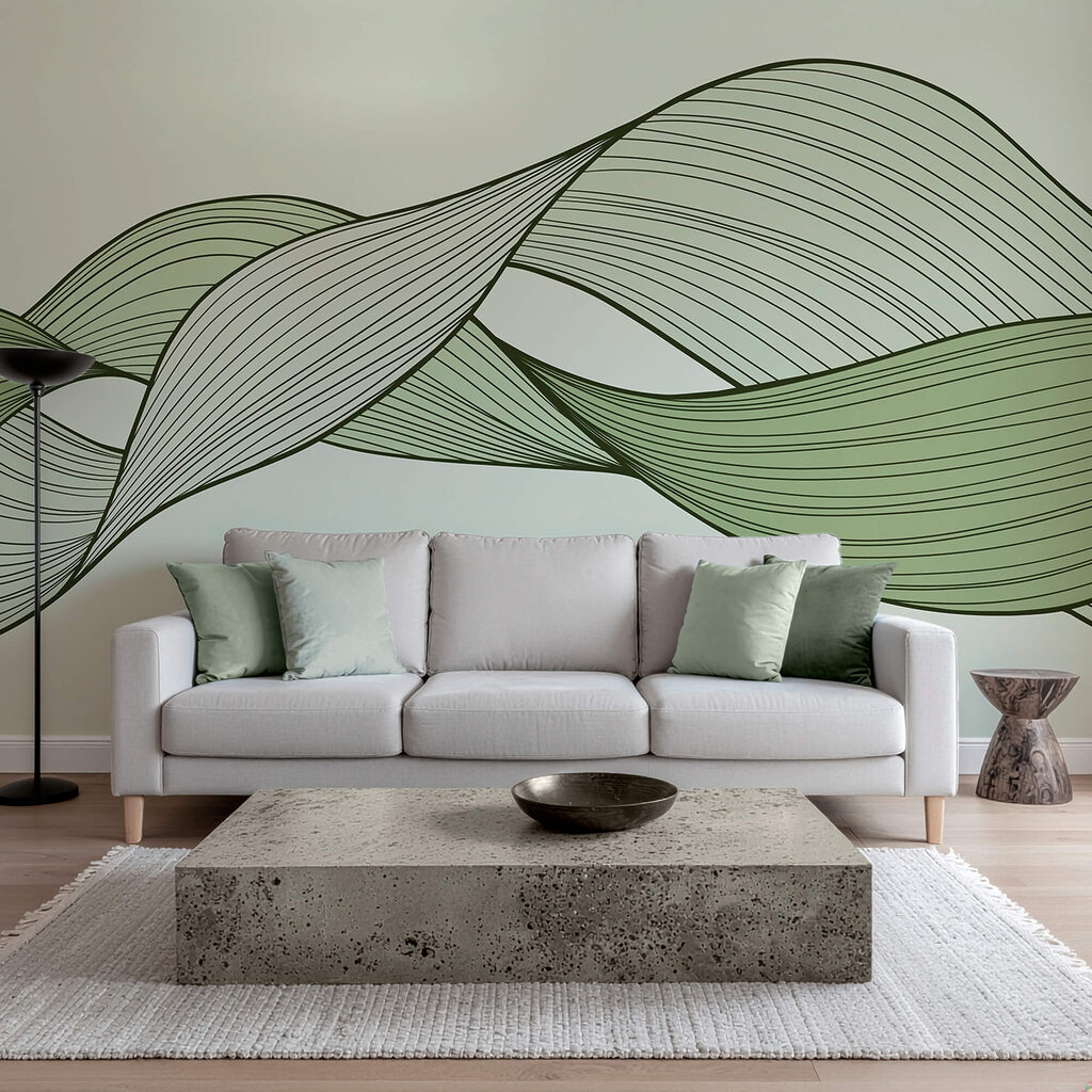 Groene en zwarte golvende lijnen