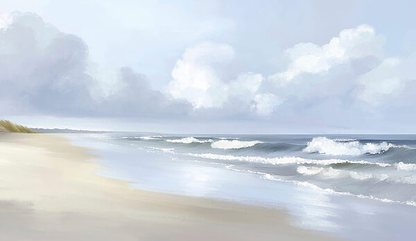 Beach with waves crashing on the shore