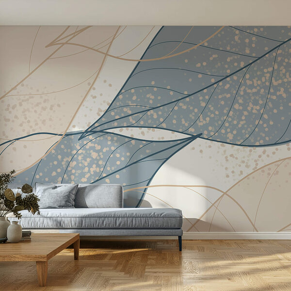 Fotobehang Fotobehang Zachte tinten van bladpatronen verweven zich met elkaar (Artikelnummer: t00392)