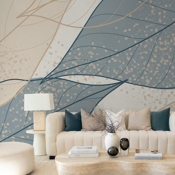 Zachte tinten van bladpatronen verweven zich met elkaar Zachte tinten van bladpatronen verweven zich met elkaar