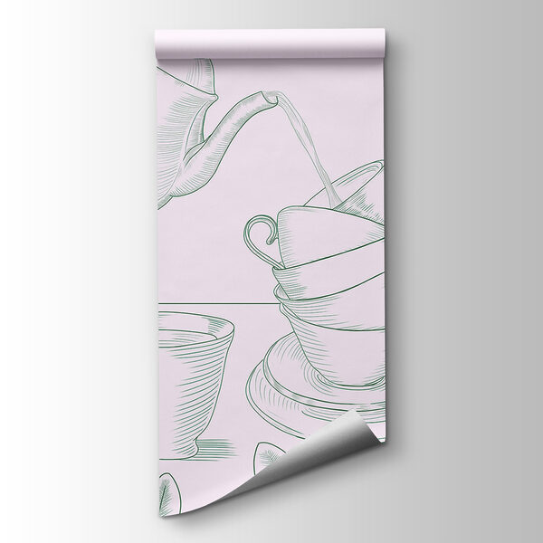 Teapot pouring tea into a stack of teacups