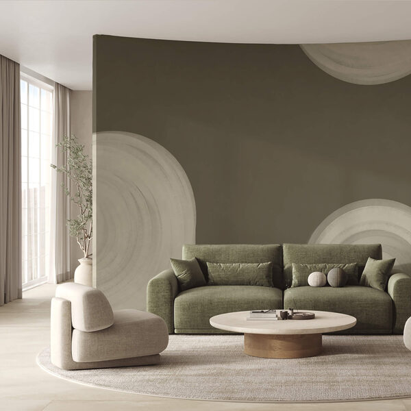 Fotobehang Fotobehang Wit wervelend object op een bruine achtergrond (Artikelnummer: t00442)