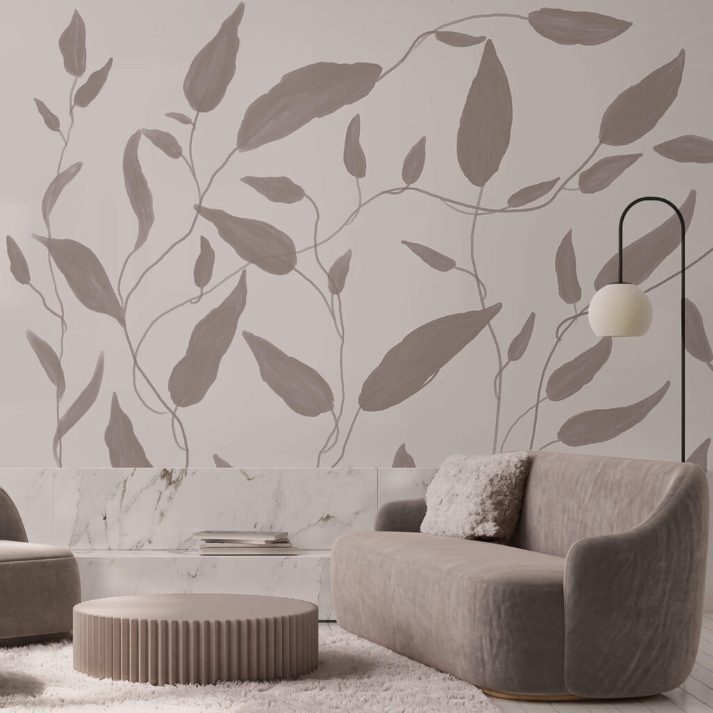 Tekening van bladeren op een witte achtergrond