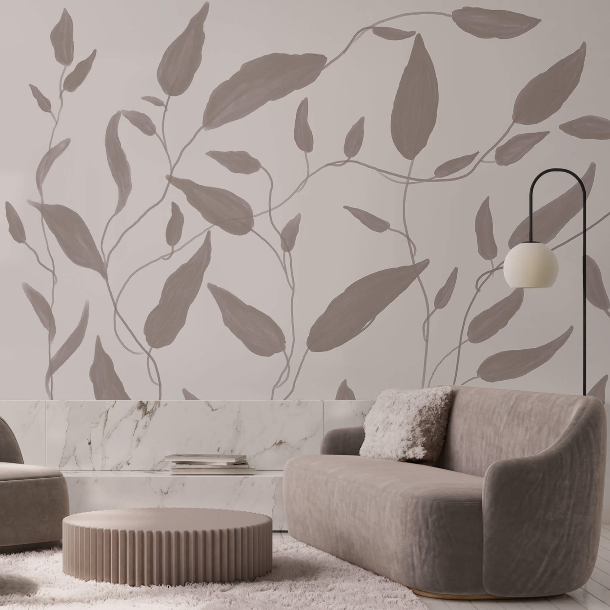 Tekening van bladeren op een witte achtergrond