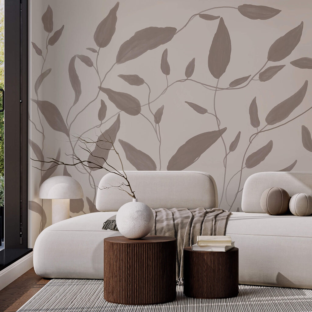 Tekening van bladeren op een witte achtergrond