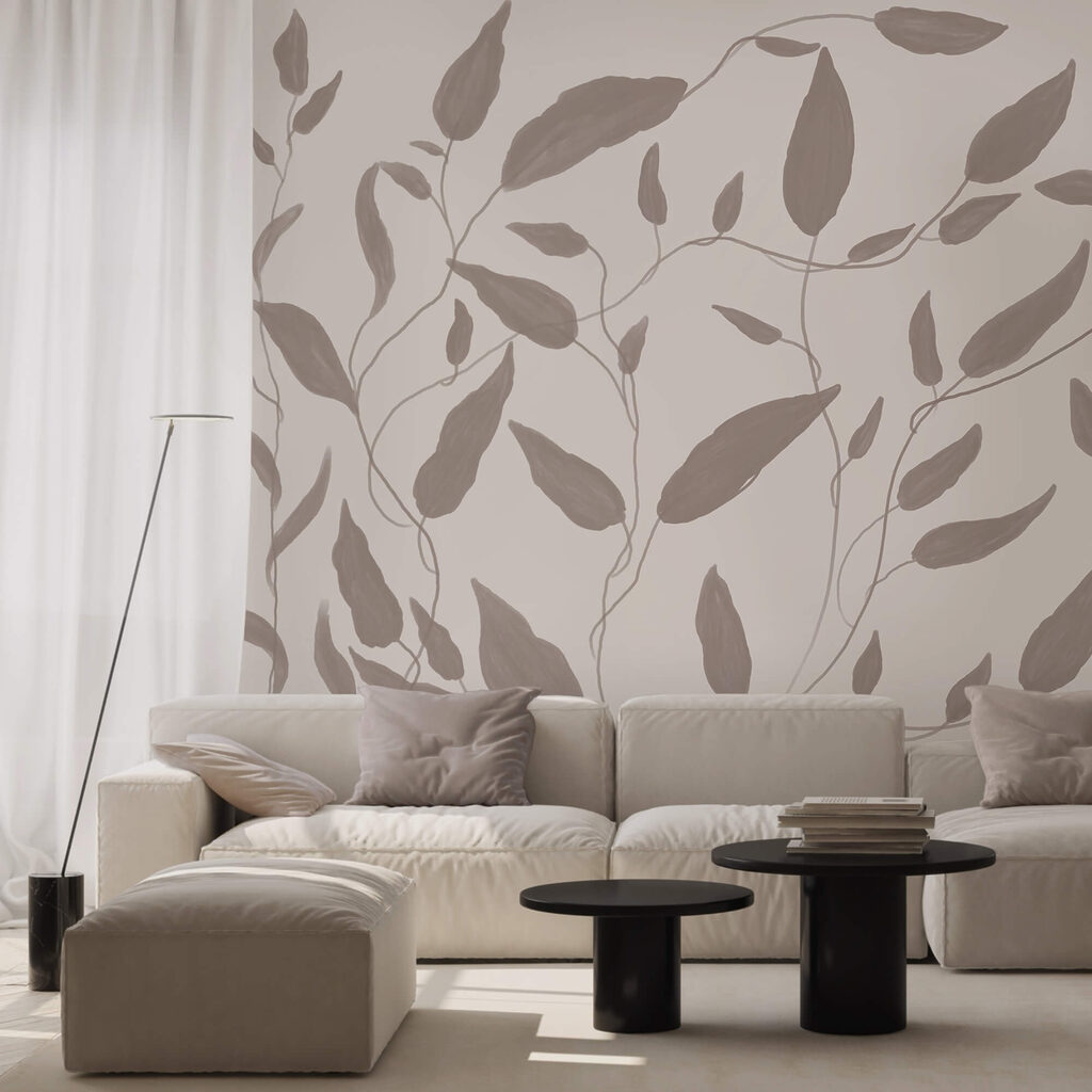 Tekening van bladeren op een witte achtergrond