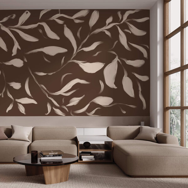 - Fluisterende bladeren op een bruine achtergrond