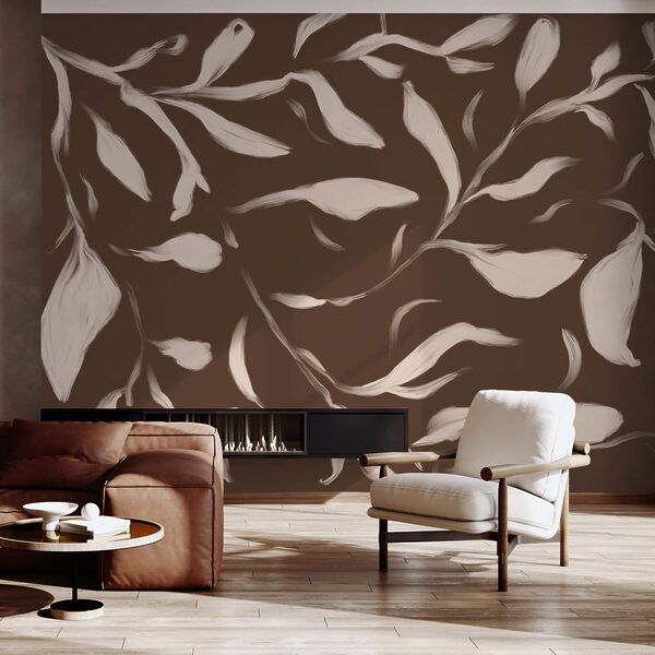 - Fluisterende bladeren op een bruine achtergrond