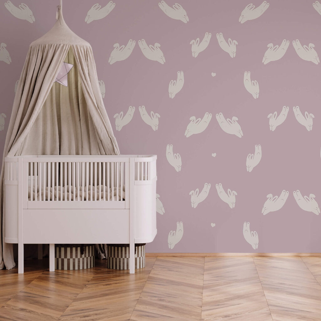 Patroon van konijnen op een paarse achtergrond Patroon van konijnen op een paarse achtergrond