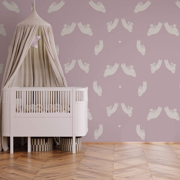 Patroon van konijnen op een paarse achtergrond Patroon van konijnen op een paarse achtergrond