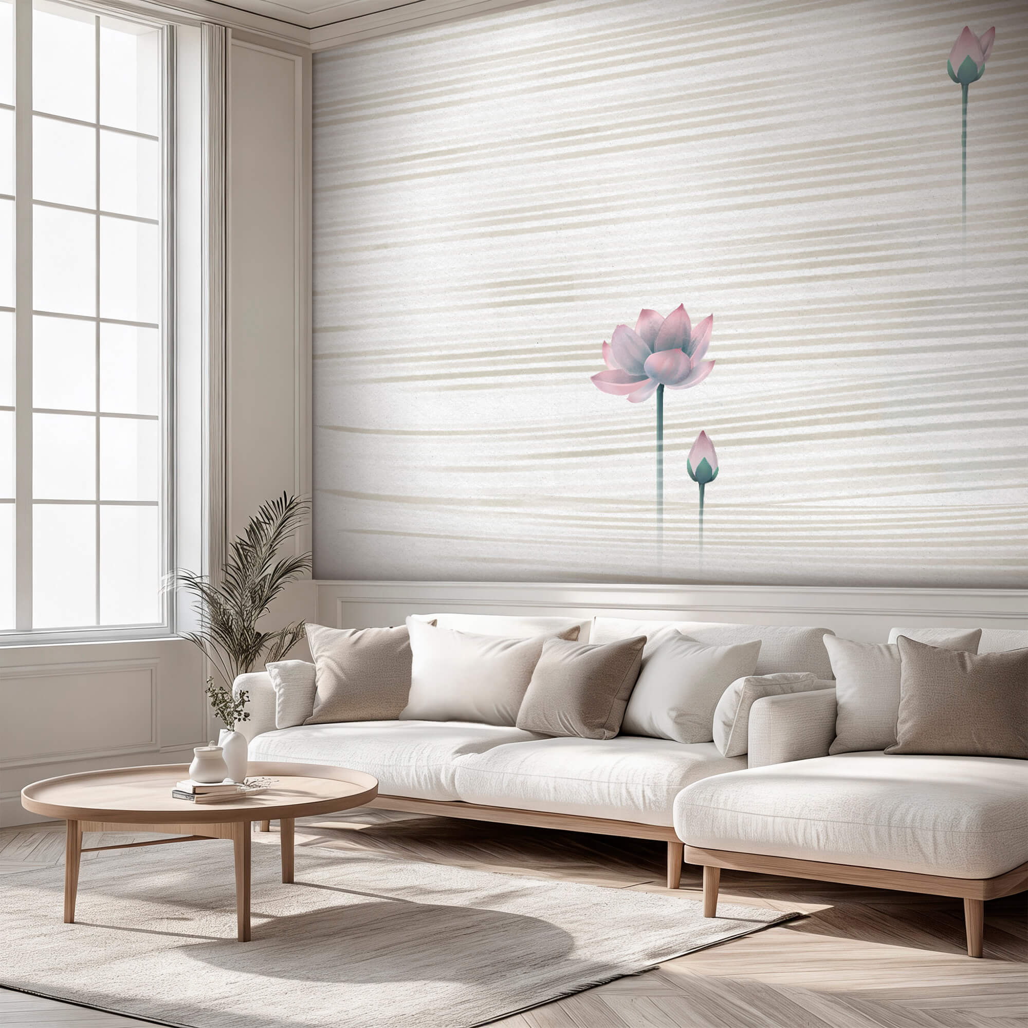 Serene bloemen op zachte golven