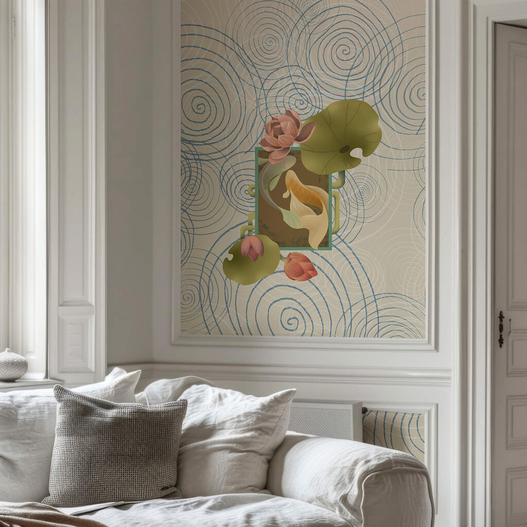 Patroon van spiralen en bloemen