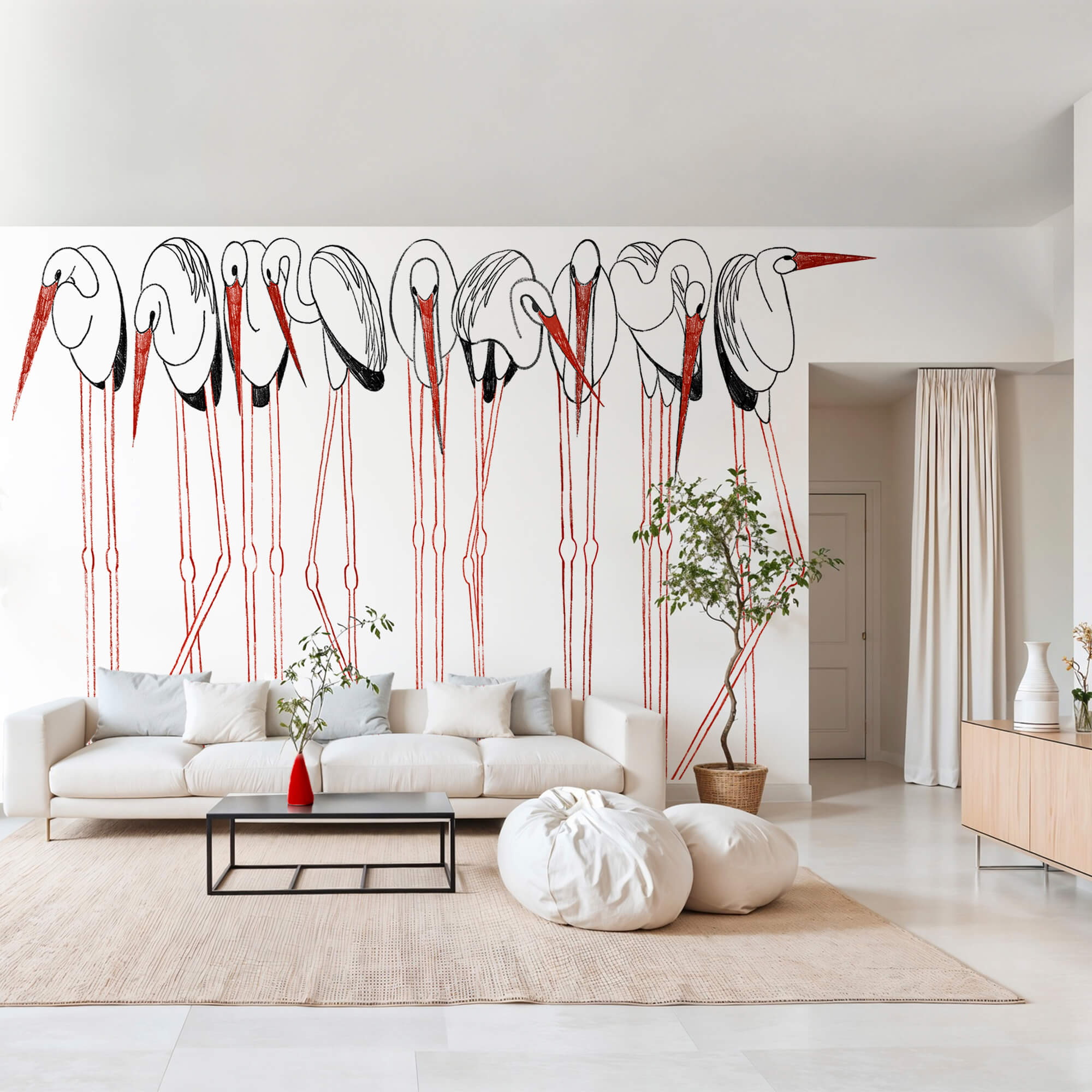 Groep vogels met lange poten