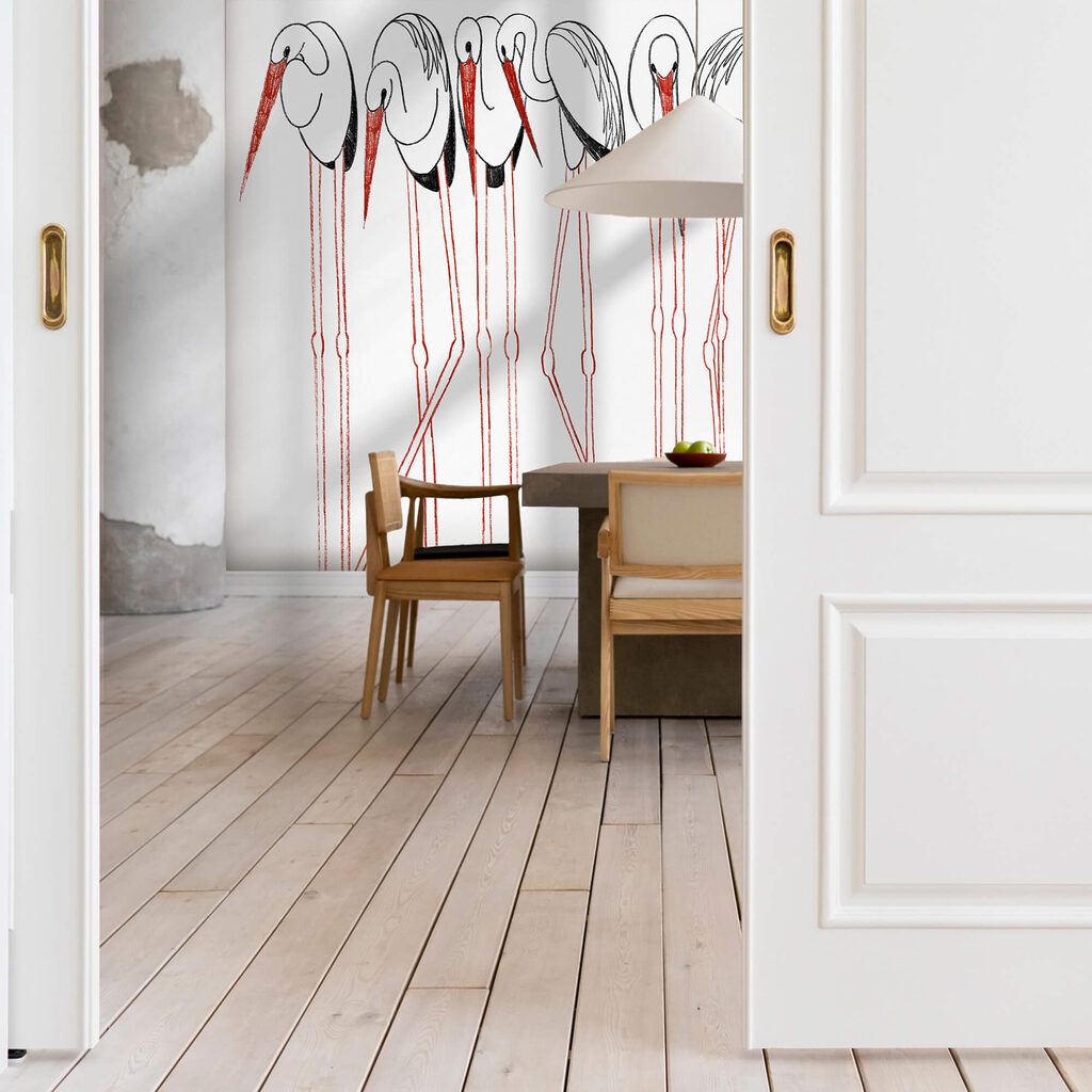 Groep vogels met lange poten