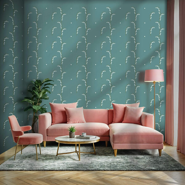 Fotobehang Patroon van witte bloemen op een blauwe achtergrond (Artikelnummer: t00529) Fotobehang Fotobehang Patroon van witte bloemen op een blauwe achtergrond (Artikelnummer: t00529)