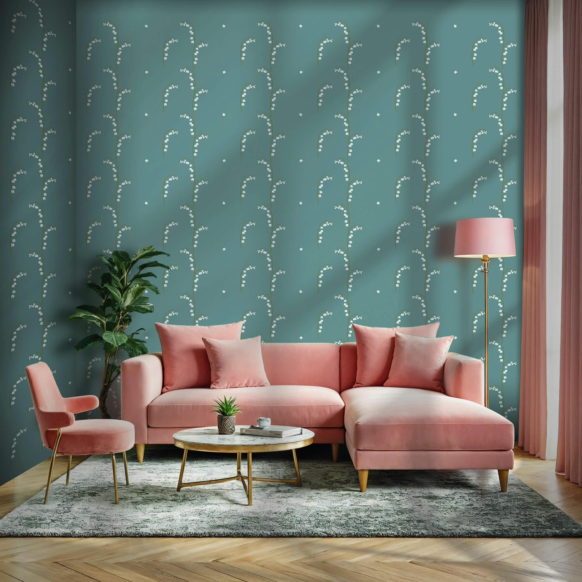 Patroon van witte bloemen op een blauwe achtergrond