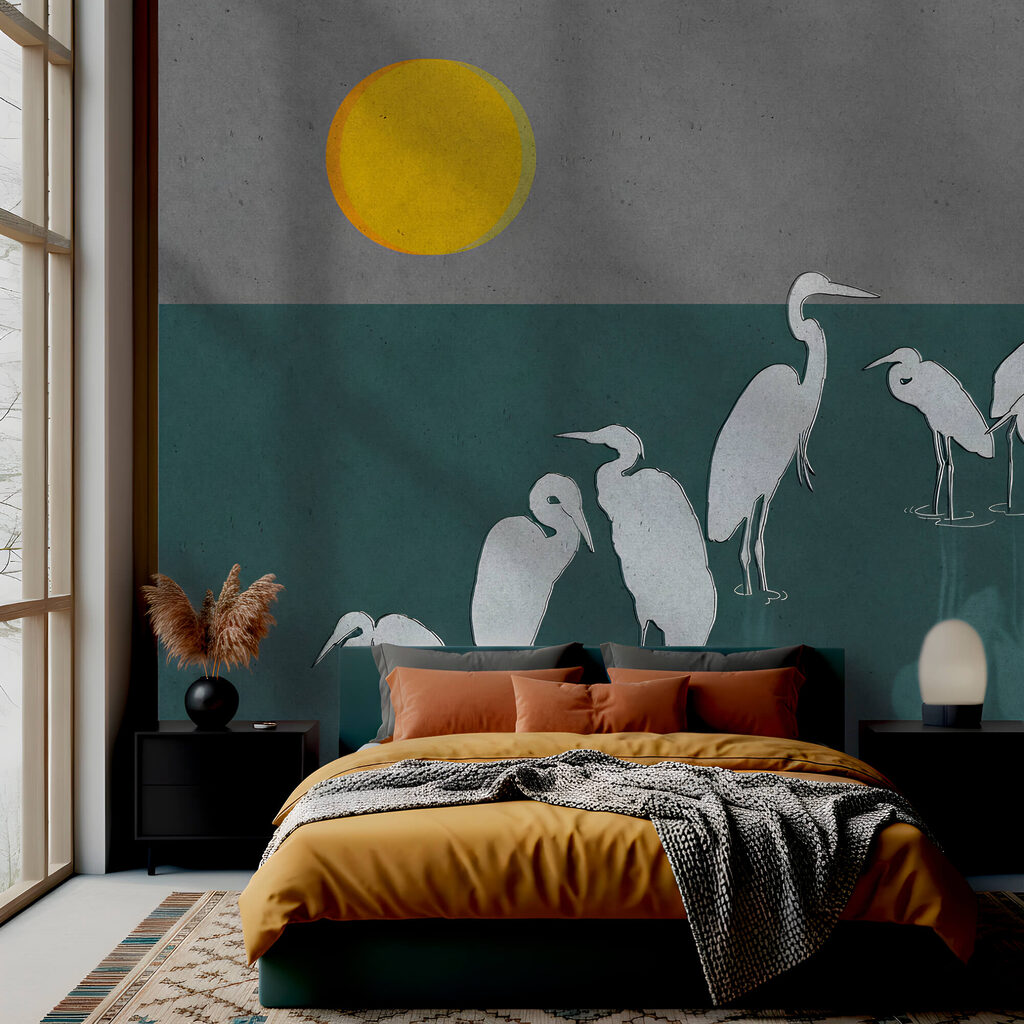 Groep vogels staande in het water