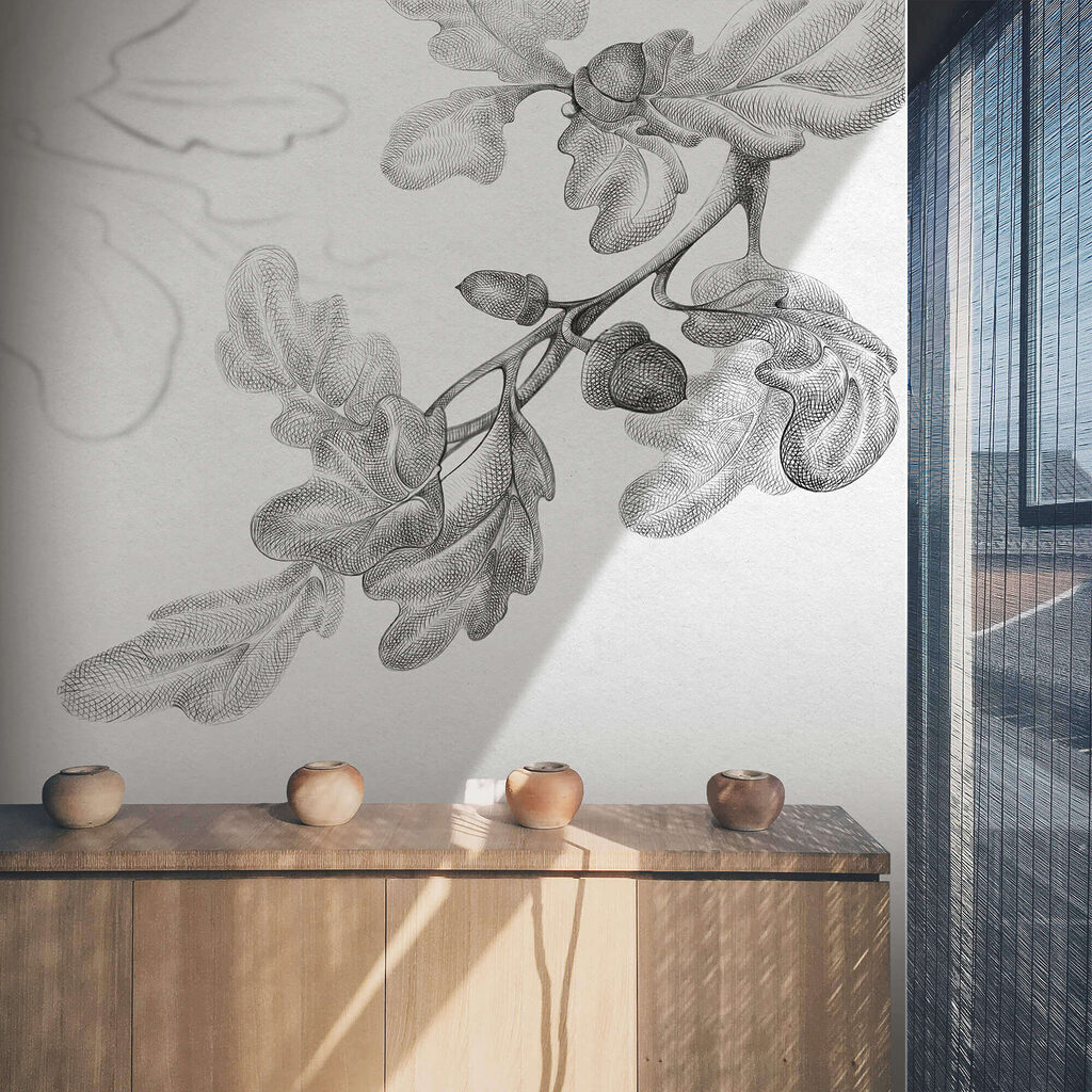 Tekening van een tak met bladeren