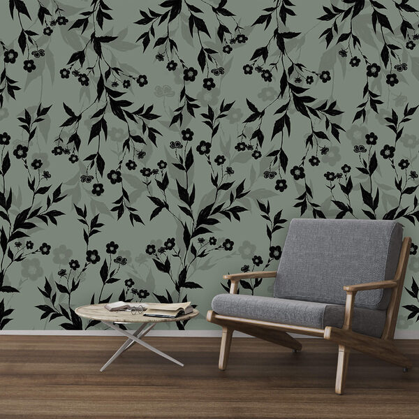 Fotobehang Zwart-wit bloemenpatroon (Artikelnummer: t00452) Fotobehang Fotobehang Zwart-wit bloemenpatroon (Artikelnummer: t00452)