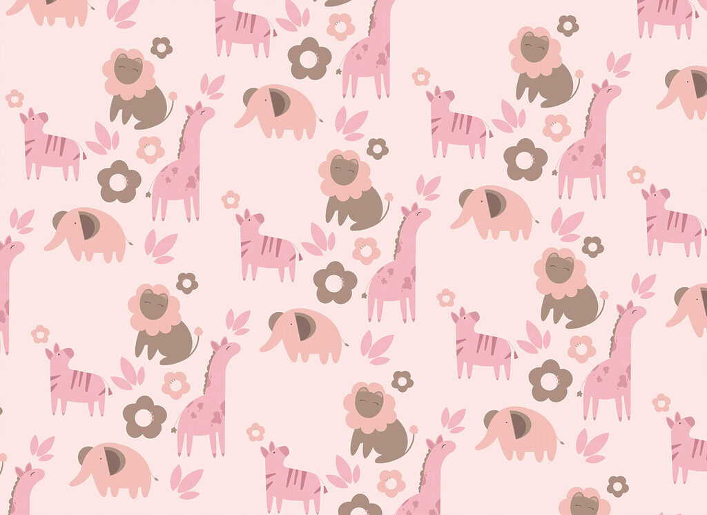 Pattern of animals and flowers