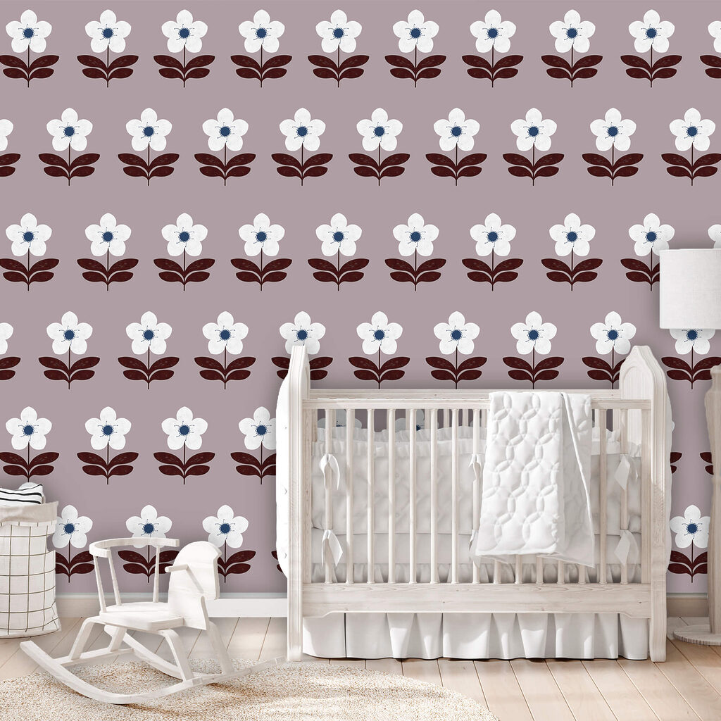 Patroon van witte bloemen en bruine bladeren