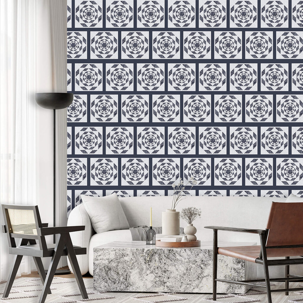 Patroon van vierkanten en een patroon van een bloem