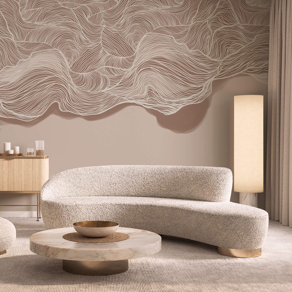 Bruin en wit golvend patroon