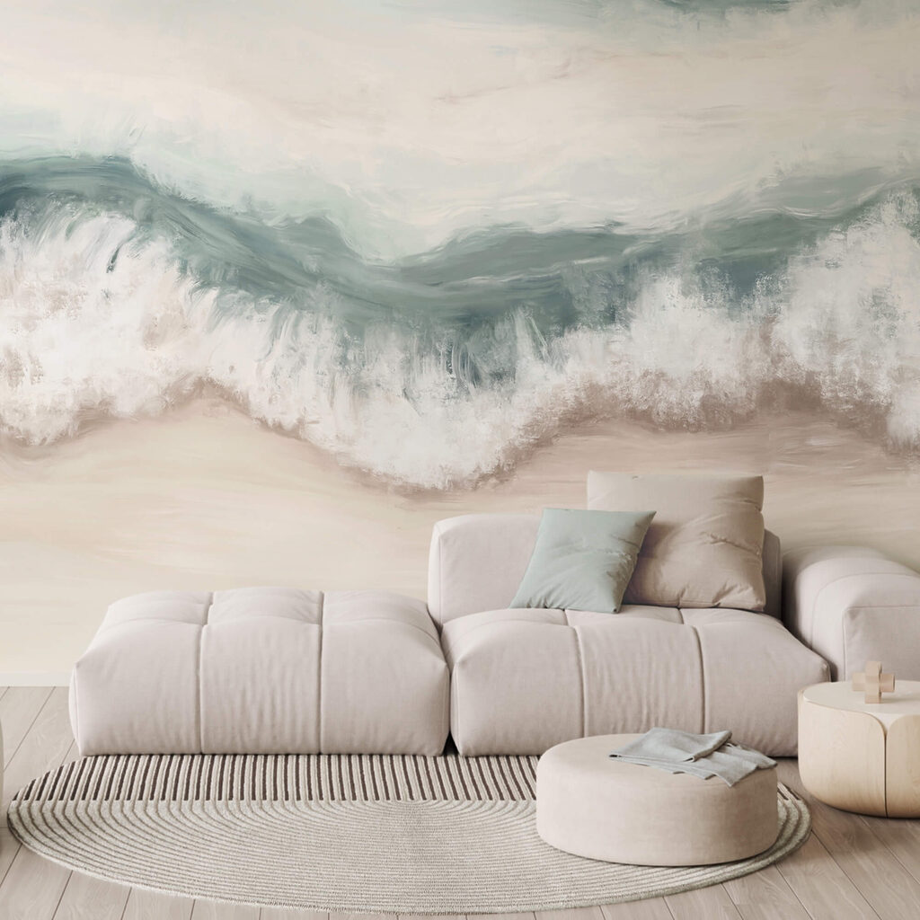 Golf die op het strand breekt