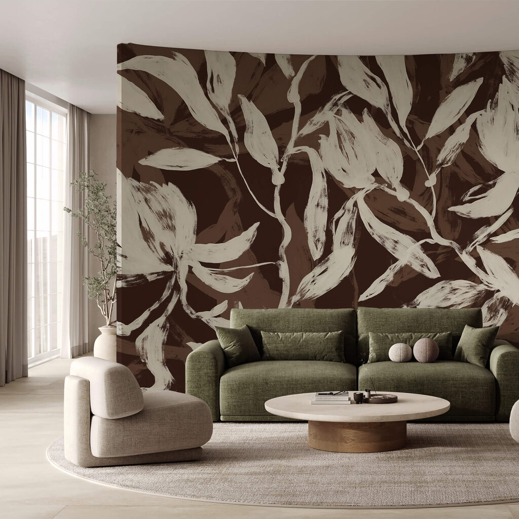 Vloeiende bladeren in zachte monochrome tinten