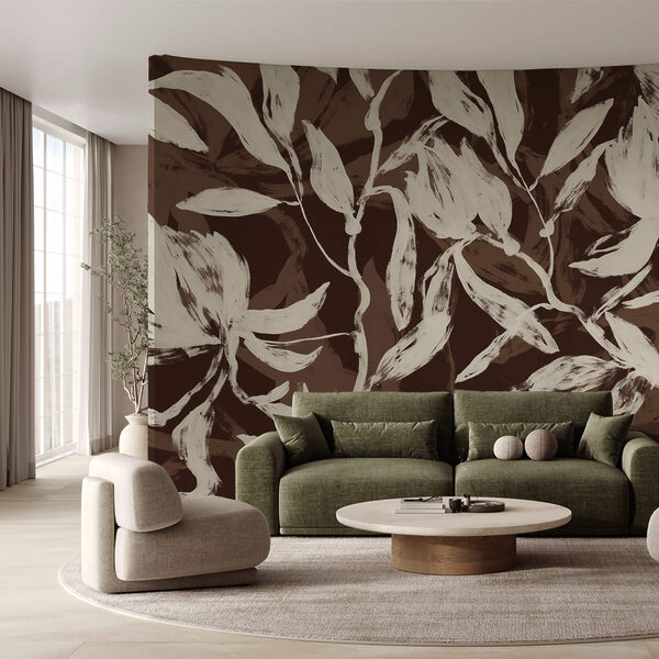 Vloeiende bladeren in zachte monochrome tinten