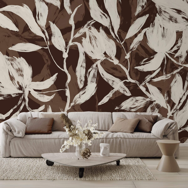 Vloeiende bladeren in zachte monochrome tinten