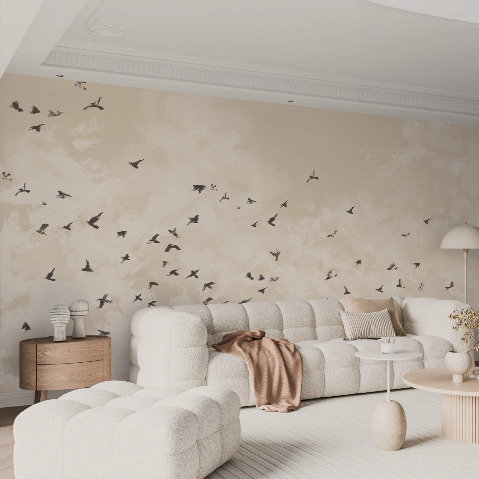 Zwermen vogels in de lucht