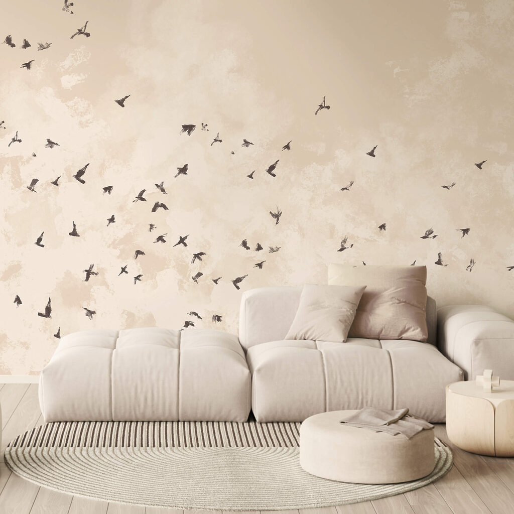 Zwermen vogels in de lucht