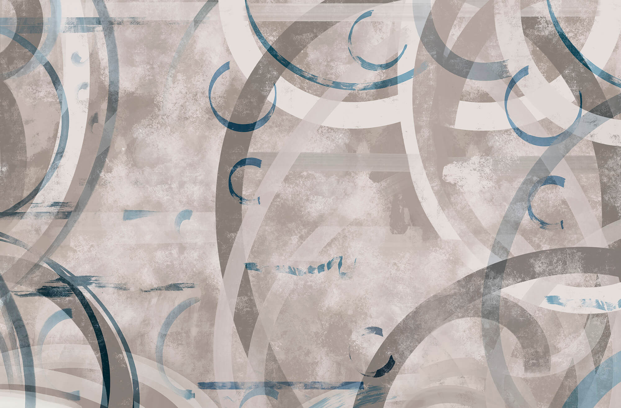 Grey and blue swirls and circles