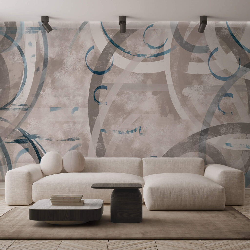 Grijze en blauwe wervelingen en cirkels