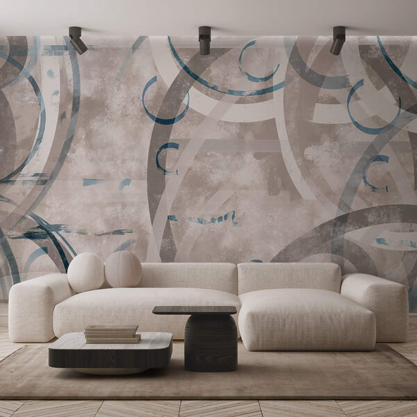 Grijze en blauwe wervelingen en cirkels