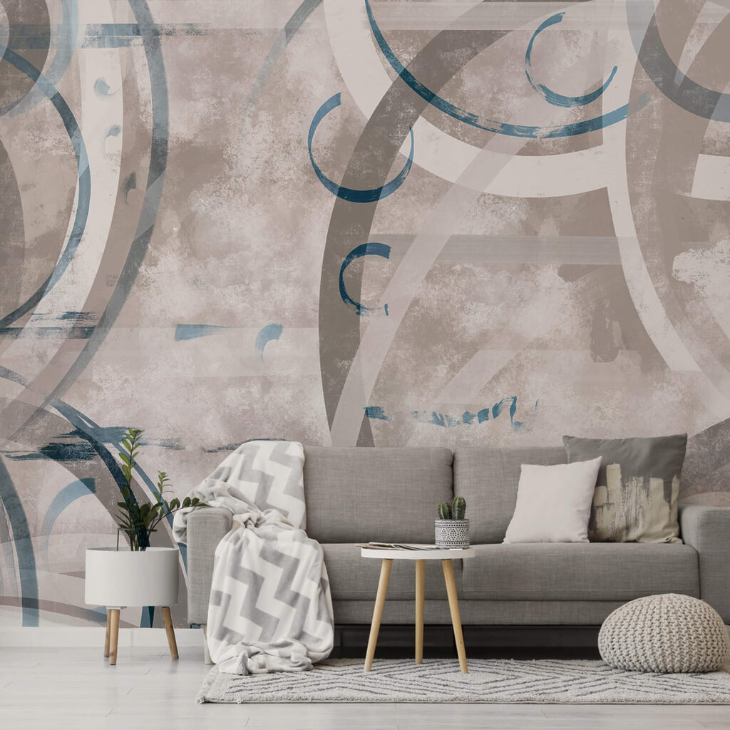 Grijze en blauwe wervelingen en cirkels