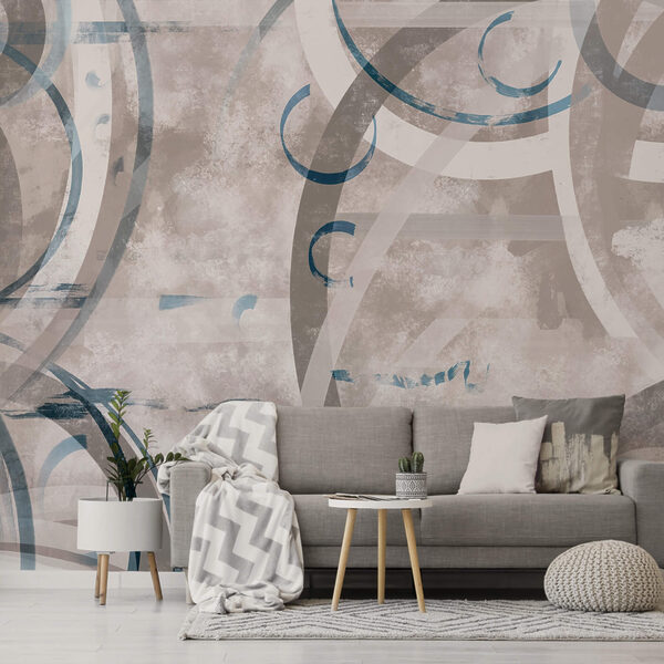 Grijze en blauwe wervelingen en cirkels