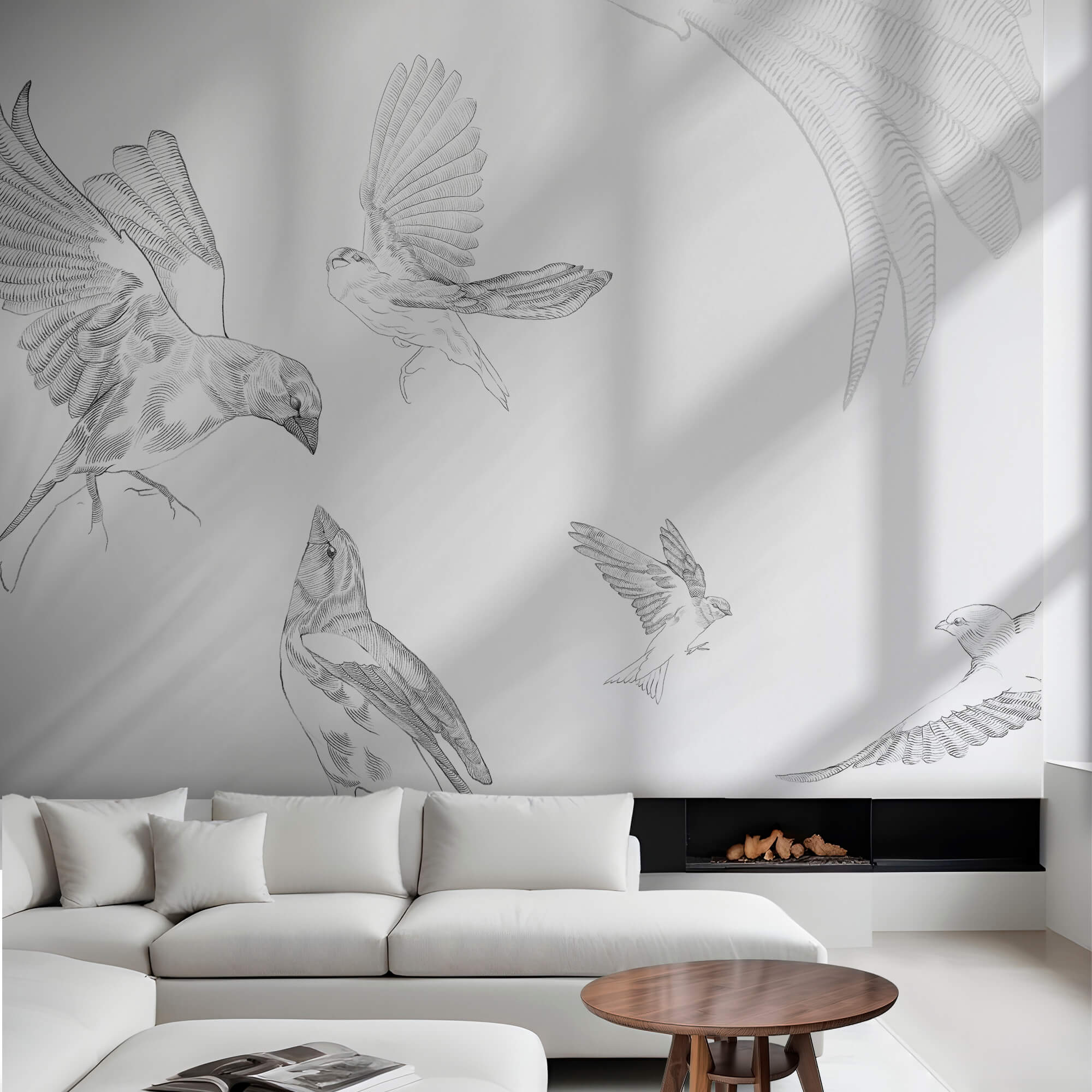 Groep vogels met vleugels