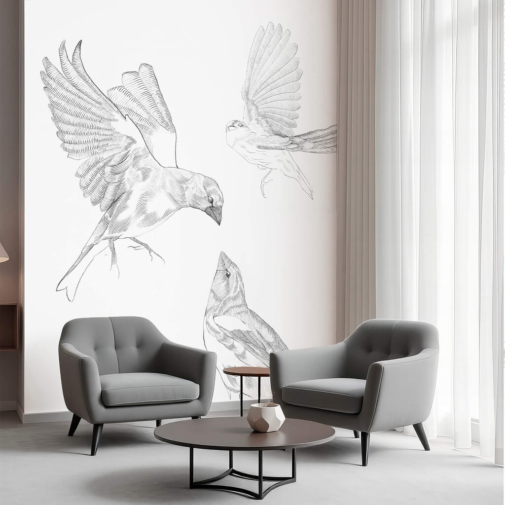 Groep vogels met vleugels