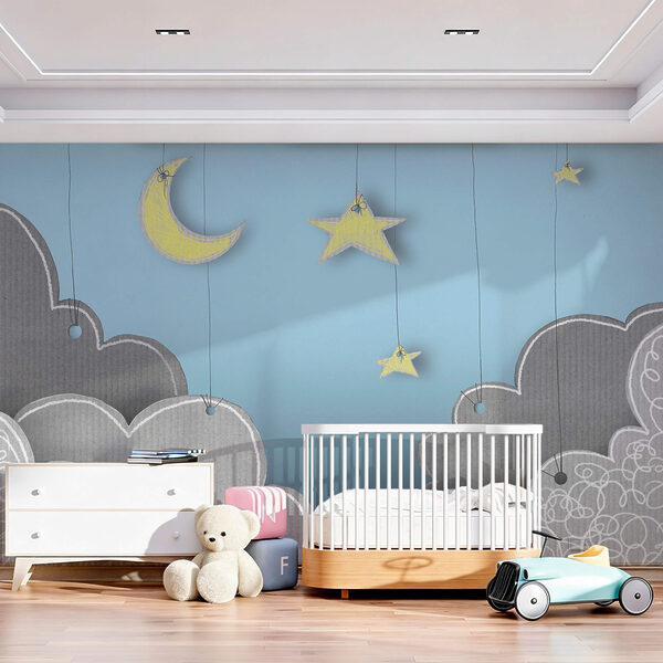 Maan en sterren vanuit de wolken