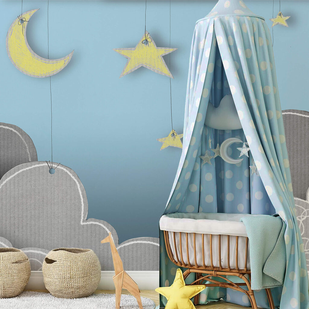 Maan en sterren vanuit de wolken