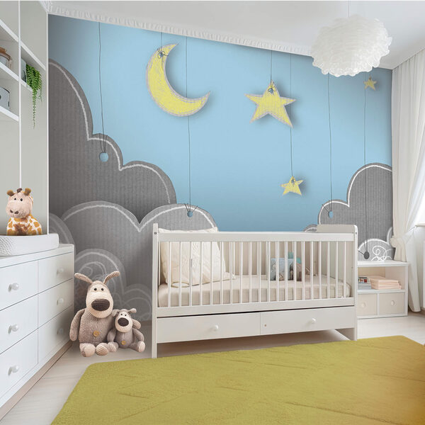 Maan en sterren vanuit de wolken