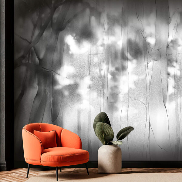 Zwart-witfoto van bomen