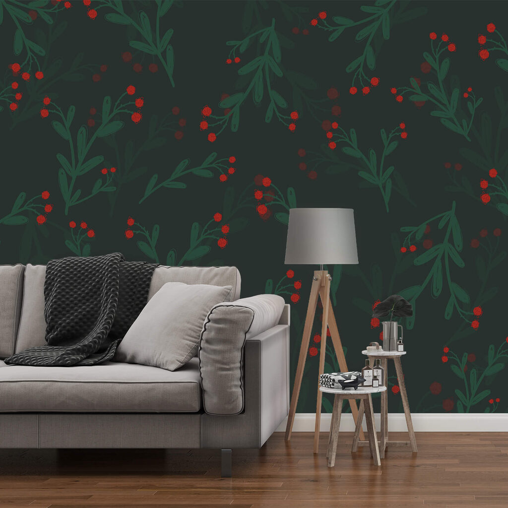 Patroon van rode bloemen en bladeren