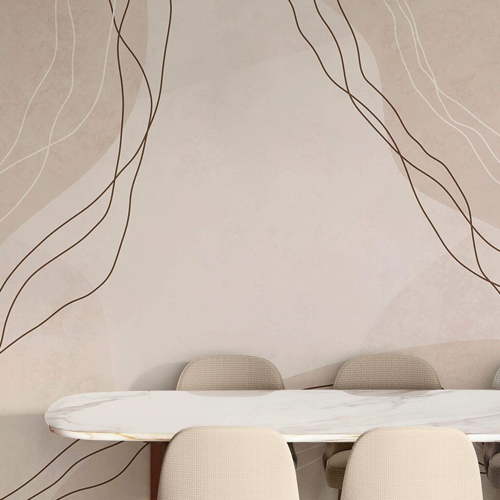 Witte en bruine lijnen op een beige achtergrond