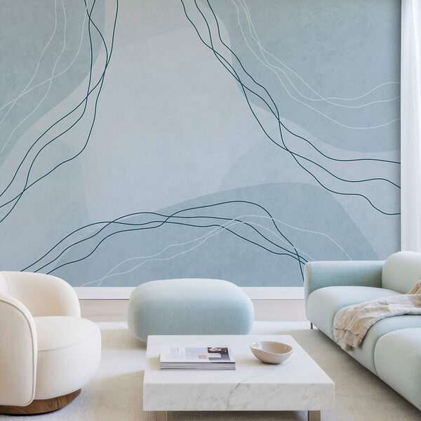 Fotobehang Fotobehang Blauwe en witte achtergrond met lijnen (Artikelnummer: t00570v2)