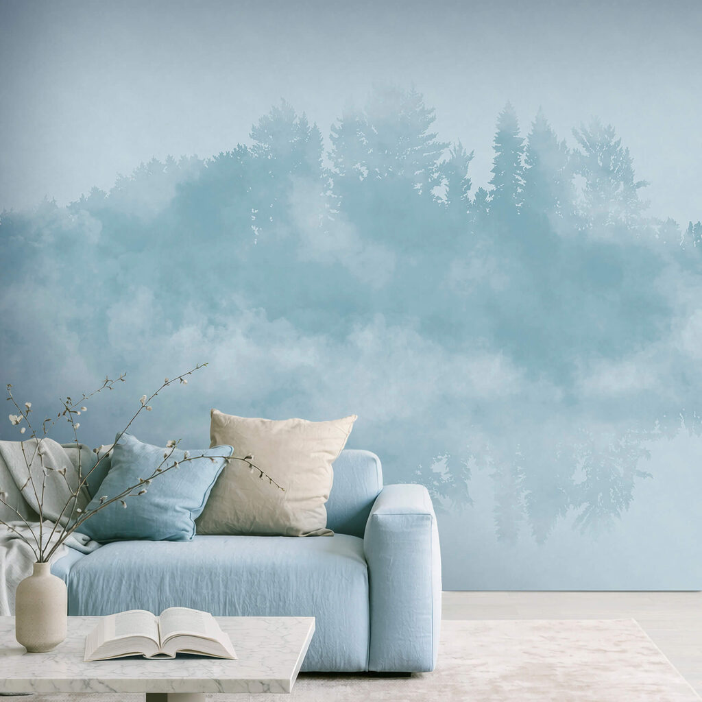 Wolken van rook en bomen