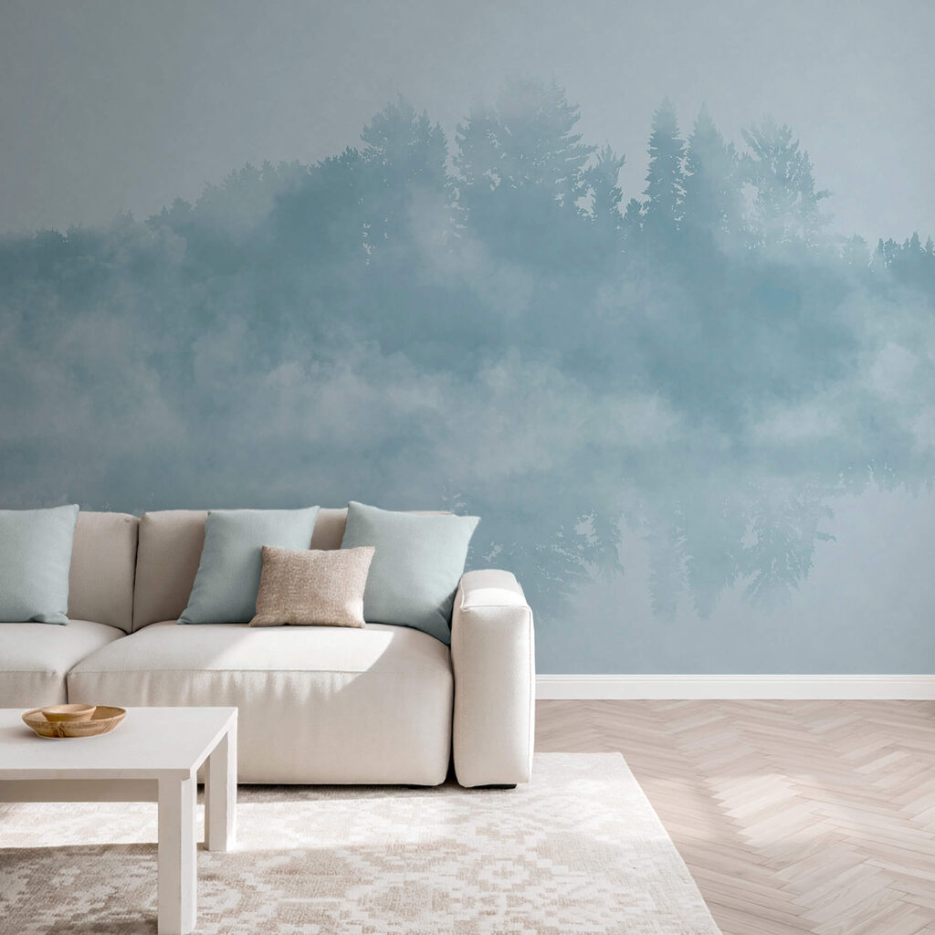 Wolken van rook en bomen