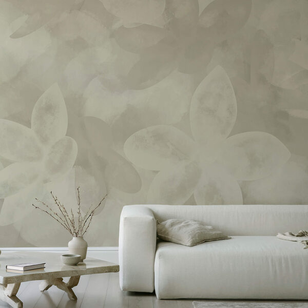 Fotobehang Fotobehang Wit bloemenpatroon (Artikelnummer: t00574)